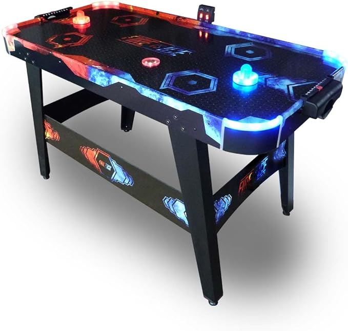 Airhockey Tisch Air Hockey Spieltisch mit LED Lichteffekten mit belüftetem Spielfeld beleuchtet