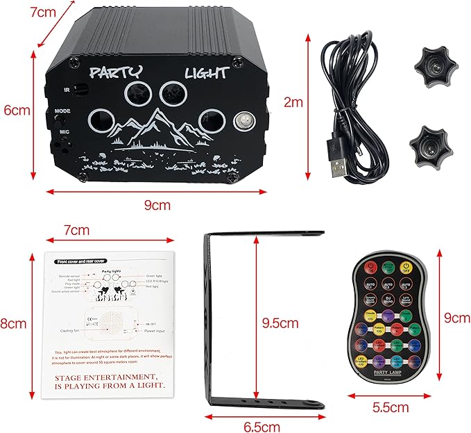 DJ Equipment Discokugel Partylicht drahtlose Fernbedienung & USB Kabel, sprachgesteuerte LED Party – 5