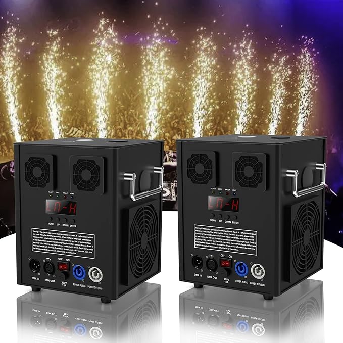 2 x Kaltfunken Maschine 530 W Schwarz Spezialeffektmaschinen mit d-mx512 (2CH) Drahtlose