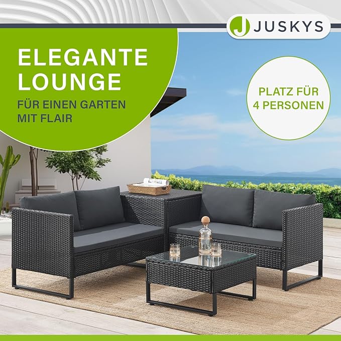 Gästesitzecke Kundensitzecke Messemöbel 4 Personen Polyrattan Lounge Messelounge mit Beistelltisch A