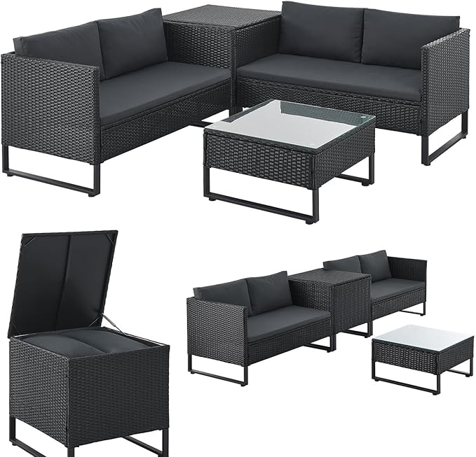 Gästesitzecke Kundensitzecke Messemöbel 4 Personen Polyrattan Lounge Messelounge mit Beistelltisch A – 3