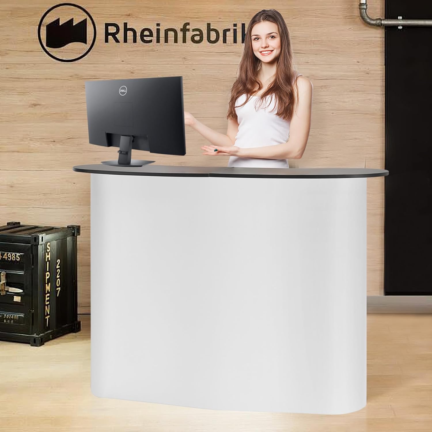 Empfang Messe mobiler Messestand Messethekenständer faltbarer Werbe-Stehtisch Pop-Up-Podium mit Lage
