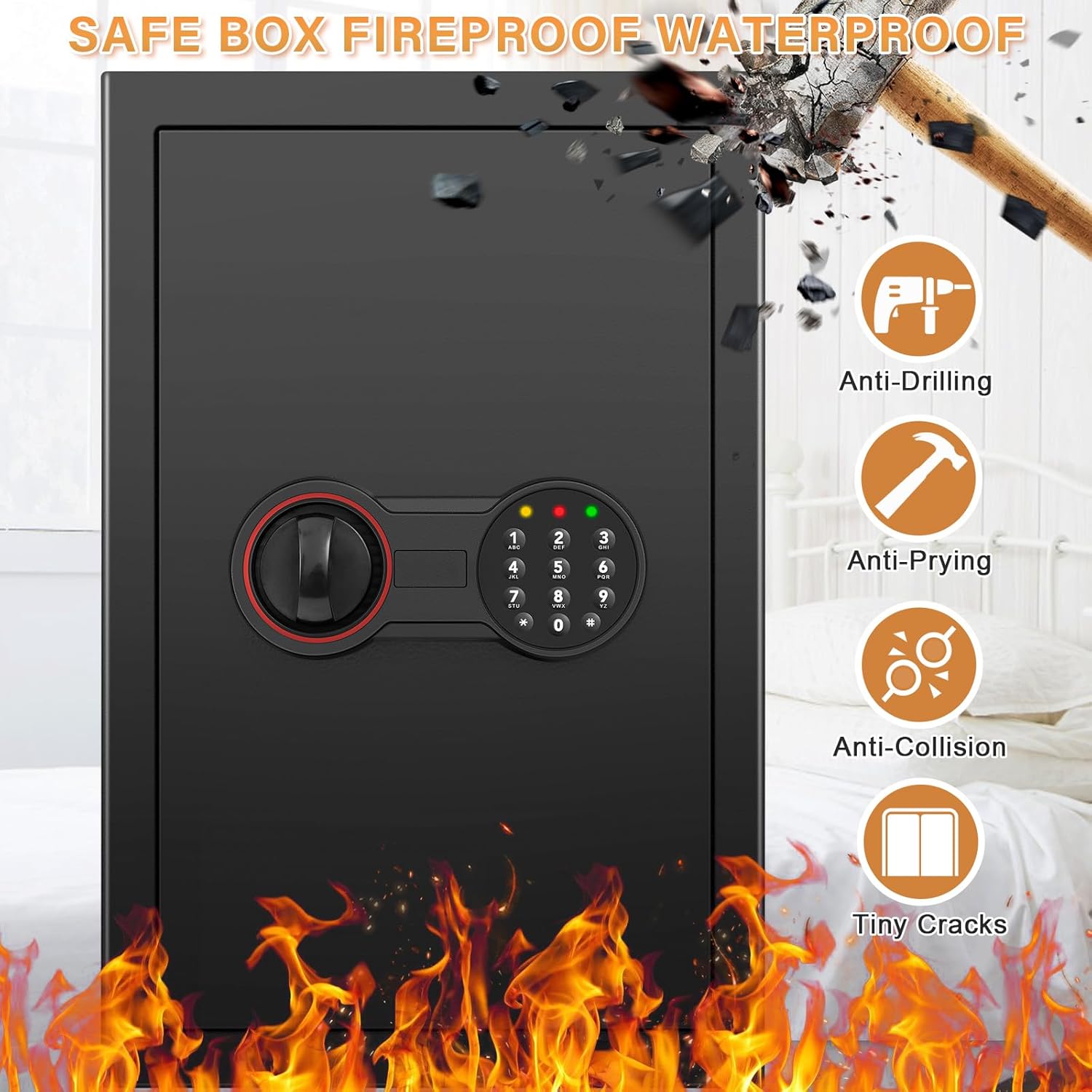 Geldtresor 75 L großer Tresor Messetresor feuerfest digitaler Safe mit Zahlenschloss DREI herausnehm – Thumbnail 6