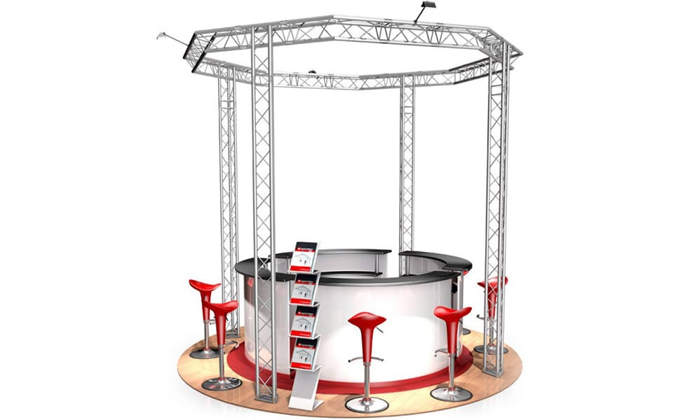 Messestand 12,25 qm rund Traversen Alu 3,5 x 3,5 x 3,5 m = 12,25 m³