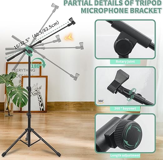 Mikrofonständer mit Stativ höhenverstellbar faltbarer Bodenständer mit Stativ + Tragetasche und Mikr – 2