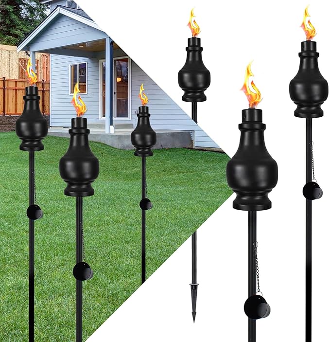 Ölfackeln für den Außenbereich 6 Stück 152,4 cm hoch Flammenfackel Ölfackel Hinterhof Terrasse Campi