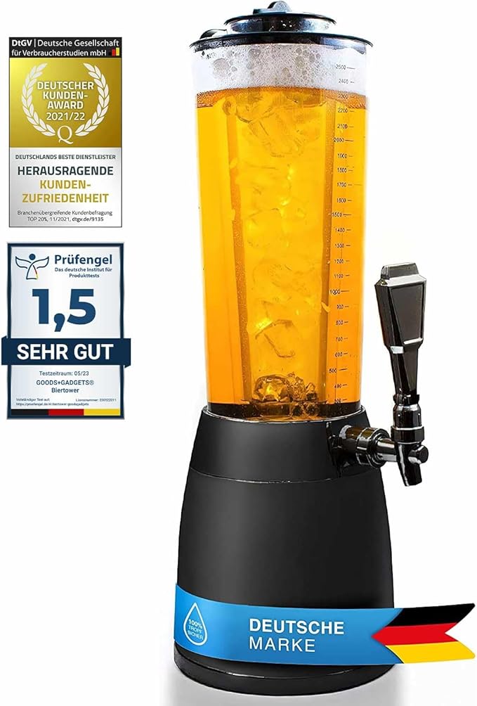 Bierturm mit Zapfhahn 4,0 Liter mit 1,3 Liter Eiskühler Höhe 520 mm – 2
