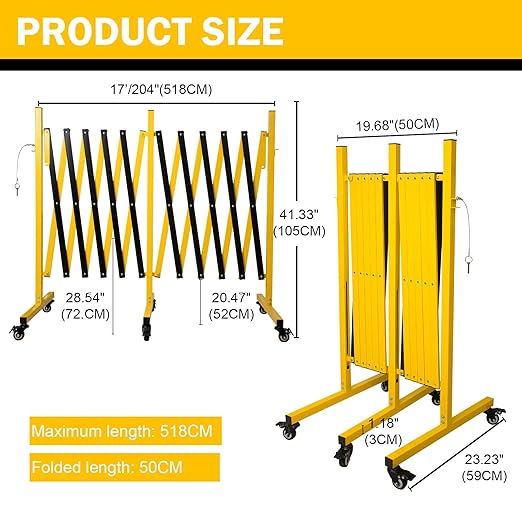 Scherengitter Stahlgitter ausziehbar Indoor Outdoor 5,18 m gelbes und schwarzes Absperrgitter mobile – 3