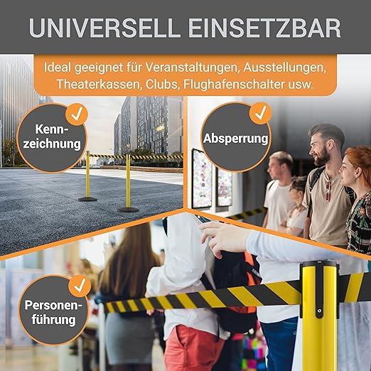 4er Gurtpfosten Set Personenleitsystem 1 Sperrband pro Pfosten Absperrung Pfostenhöhe 100 cm Gurtlän – 5