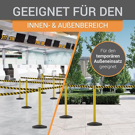 4er Gurtpfosten Set Personenleitsystem 1 Sperrband pro Pfosten Absperrung Pfostenhöhe 100 cm Gurtlän – Thumbnail 9