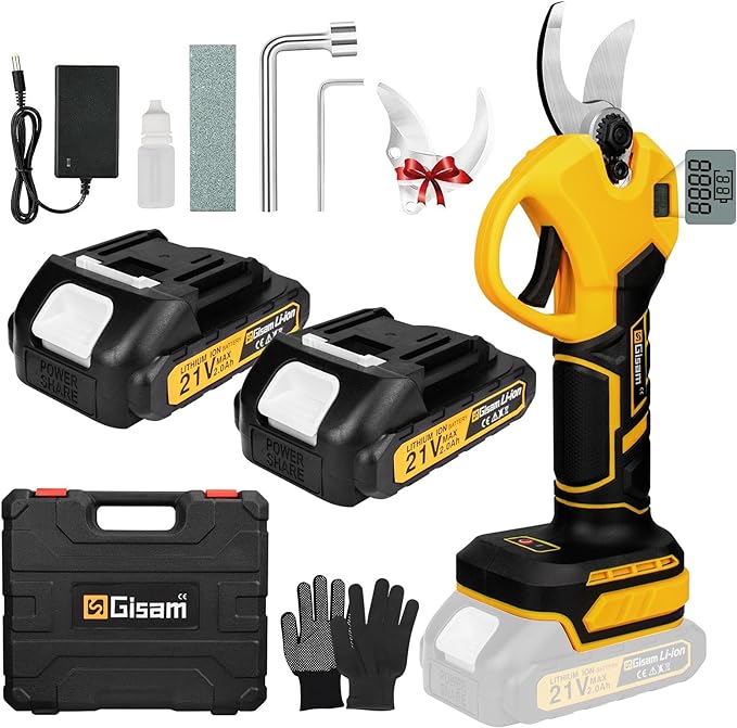 Gartenschere Akku 40 mm elektrische Gartenschere mit 2x2Ah Akku und LCD Display Akku Rosenschere Unt