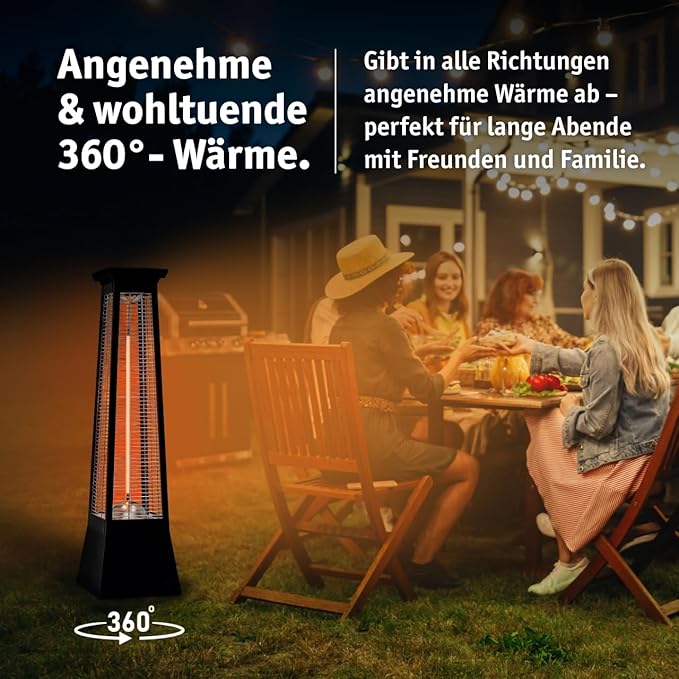 Heizstrahler Infrarot Terrassenheizung innen + außen optischer Blickfang 2000 W – Flammenoptik Strom – 4