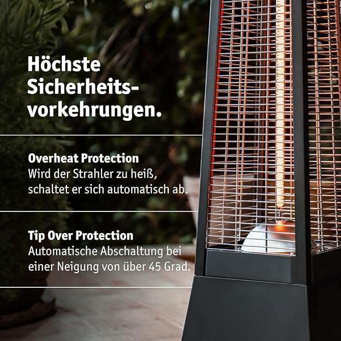 Heizstrahler Infrarot Terrassenheizung innen + außen optischer Blickfang 2000 W – Flammenoptik Strom – 5