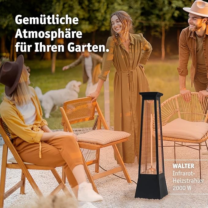 Heizstrahler Infrarot Terrassenheizung innen + außen optischer Blickfang 2000 W – Flammenoptik Strom – Thumbnail 7