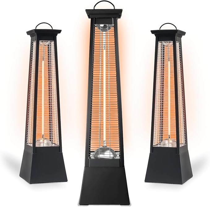 Heizstrahler Infrarot Terrassenheizung innen + außen optischer Blickfang 2000 W – Flammenoptik Strom – 2
