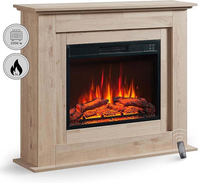 Elektrokamin elektrischer Standkamin mit 3D-Flammeneffekt Elektroheizung 2000 W Kamin mit Fernbedien