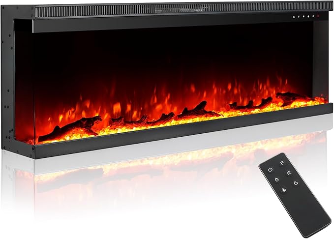 Elektroheizung 3-seitiger Luxus Elektrokamin Kamin freistehend auf Tisch oder Sideboard elektrischer