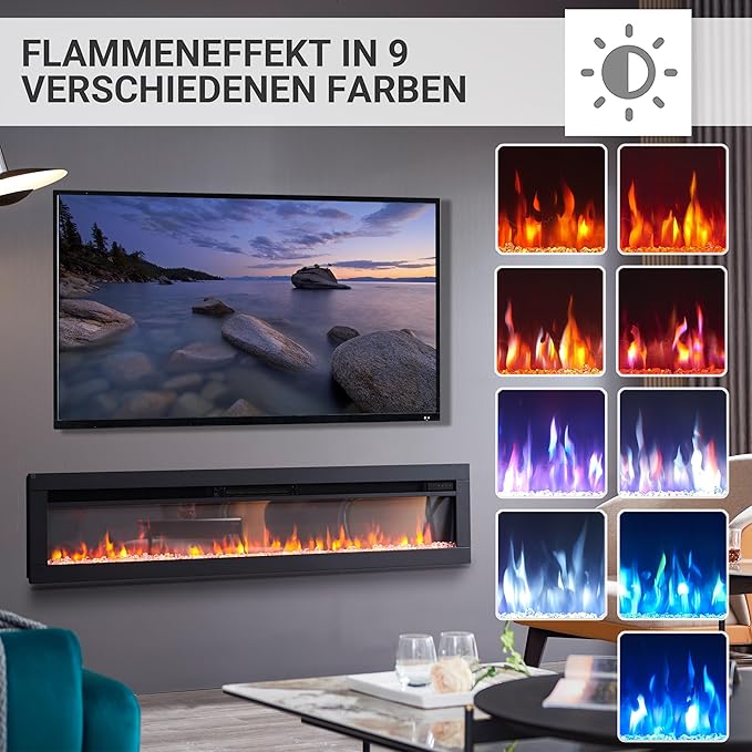 Flammenkamin Standkamin Elektrokamin Heizung mit 3D-Flammeneffekt Elektroheizung 1800 W 127 cm Kamin – 4