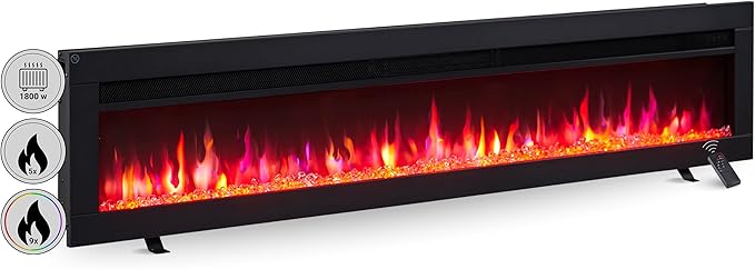 Flammenkamin Standkamin Elektrokamin Heizung mit 3D-Flammeneffekt Elektroheizung 1800 W 127 cm Kamin