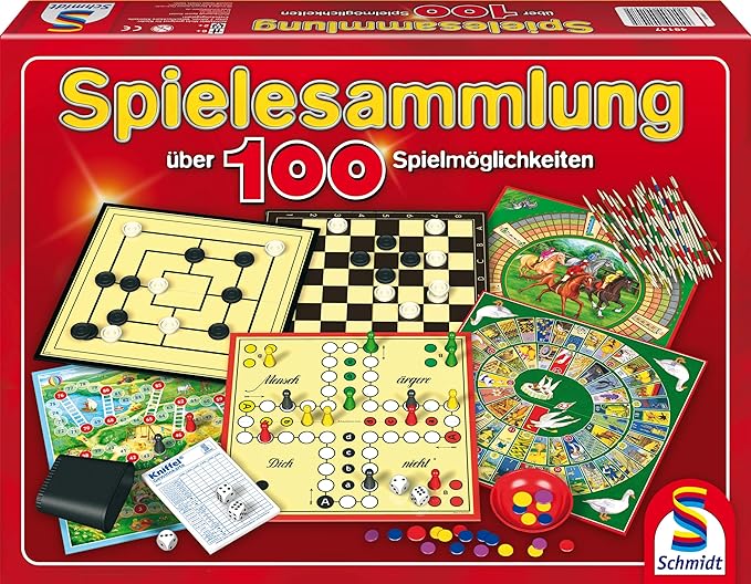 Spielesammlung Gesellschaftsspiele Brettspiele mit 100 Spielmöglichkeiten ab 6 Jahre 2 – 6 Spieler b