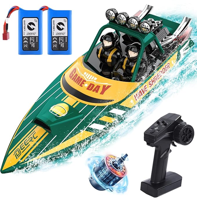 Rennboot ferngesteuertes Boot 30 km/h schnelles Renn-Jetboot 2 Batterien 30+Min. RC-Boot mit LED-Lic