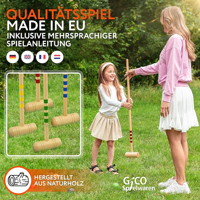 Krocketspiel für 4 Spieler in Tragetasche Outdoor-/Garten-Campingspaß für die ganze Familie Qualität – 2