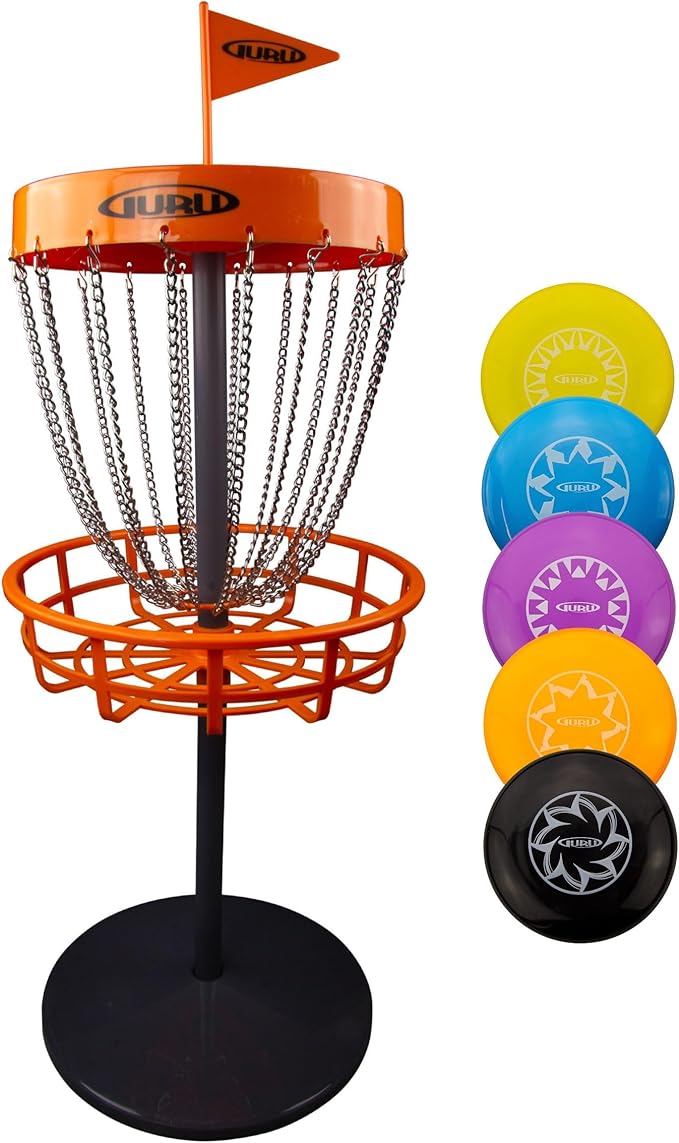 Frisbeekorb mit 5 Wurfscheiben Disc Golf Mini Basket Set 70 cm Mini Discgolf Korb 5 Mini-Discs