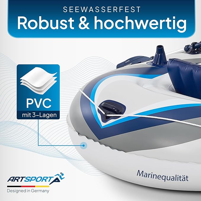 Paddelboot Schlauchboot Boot 322 x 163 cm für 4 Personen – Paddelboot aufblasbar mit 2 Bänken – Rude – 3