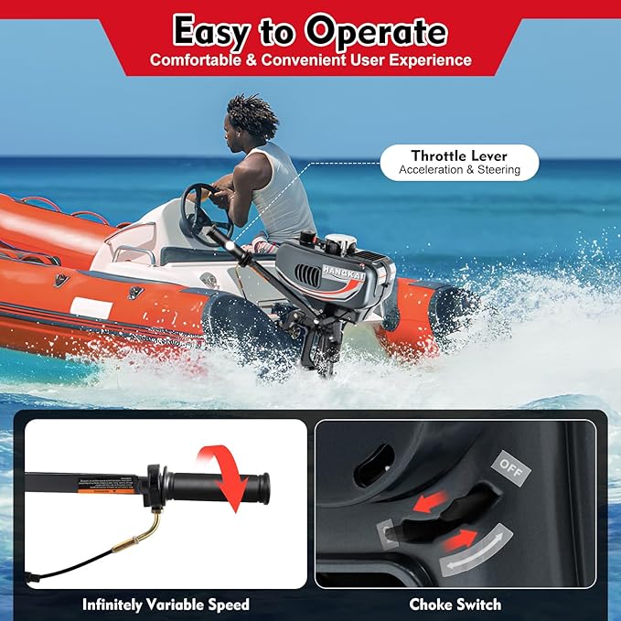 Außenborder Bootmotor Schlauchbootmotor 2 Takt 49CC 2,5 KW 5000 U/min Außenbordmotor Bootsmotor mit – 4