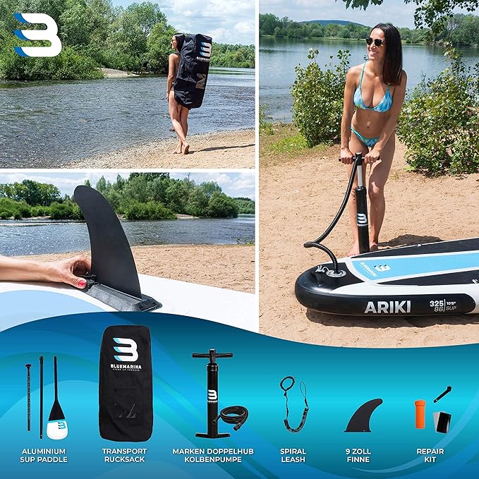 Surfboard Surfbrett Ariki Stand Up Paddle Board aufblasbar 170 kg Tragkraft Stand Up Paddling Set 32 – 3