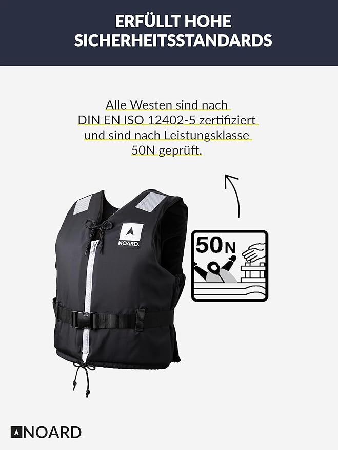 Rettungsweste Schwimmweste Erwachsene + Kinder Black Edition Rettungsweste für Personen 25 – 120 kg – 2
