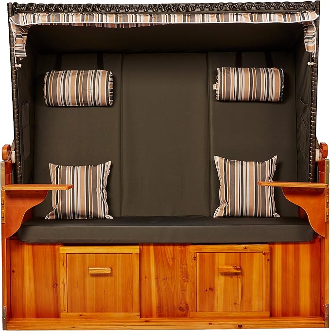 Strandkorb XXL Strandschönheit Ostsee XXL 2,5-Sitzer anthrazit olive Perfekt für Strand Camping Gart