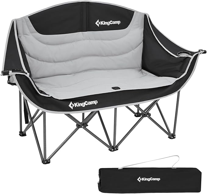 Campingbank Campingstuhl für 2 faltbar Camping Stuhl XXL Erwachsene mit Becherhalter Armlehne Übergr