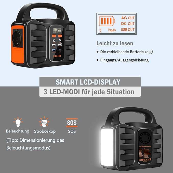 Handyladegerät tragbare Powerstation Solargenerator Ladegerät Stromgenerator Stromquelle 99Wh SBAOH  – 3