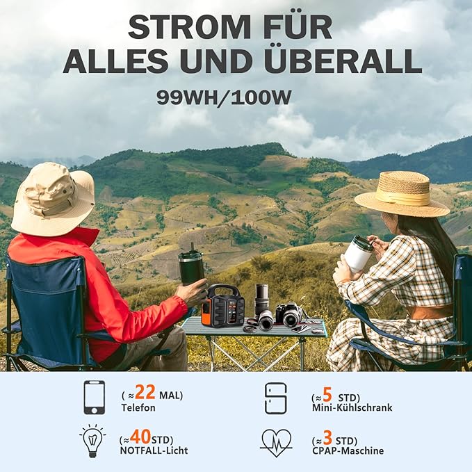 Handyladegerät tragbare Powerstation Solargenerator Ladegerät Stromgenerator Stromquelle 99Wh SBAOH  – Thumbnail 6
