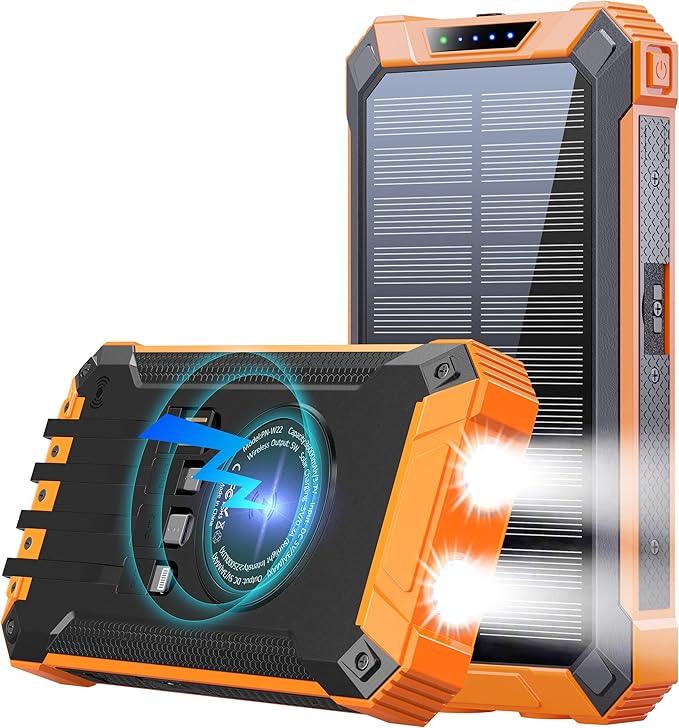 Ladegerät Handy Wireless Solar PowerBank 26800mAh mit 6 Ausgängen 4 Eingänge Solarladegerät 15 W Sch