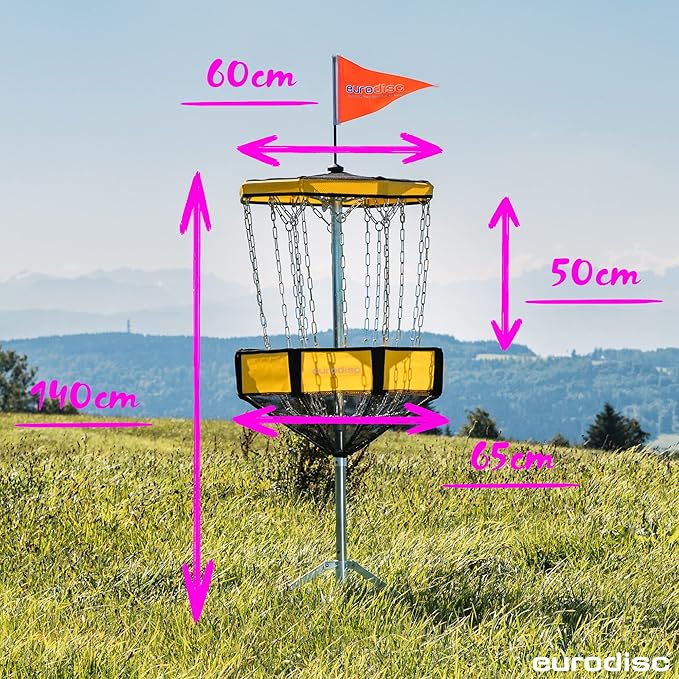 Discgolf Korb CHAINWALKER GELB Disc Golf Target Frisbee Höhe: 140 cm tragbar mobil zum zusammenfalte – 3