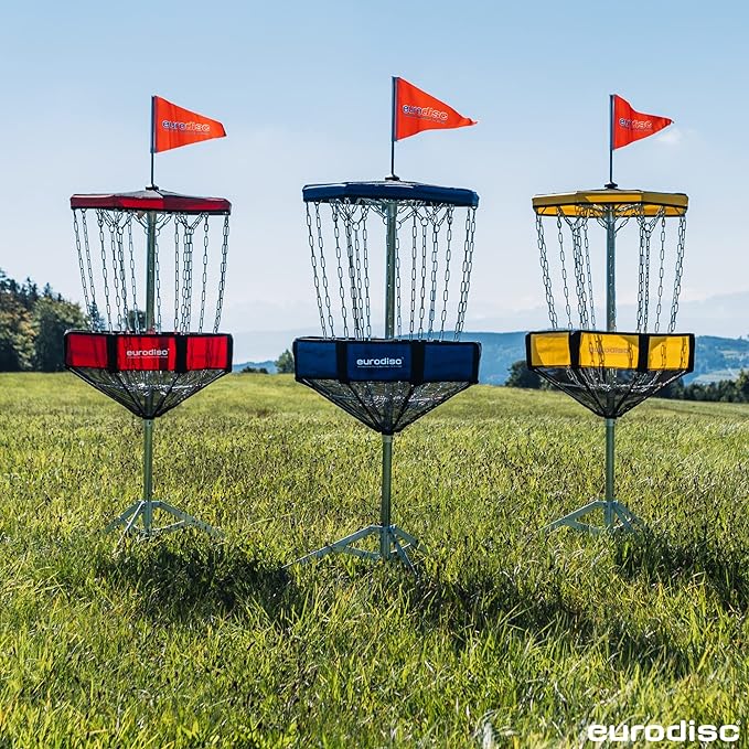 Discgolf Korb CHAINWALKER GELB Disc Golf Target Frisbee Höhe: 140 cm tragbar mobil zum zusammenfalte