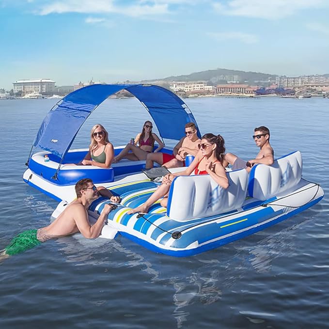 Schwimminsel aufblasbare Insel aufblasbarer Schwimmer für Pool oder See für 6–8 Personen große schwi