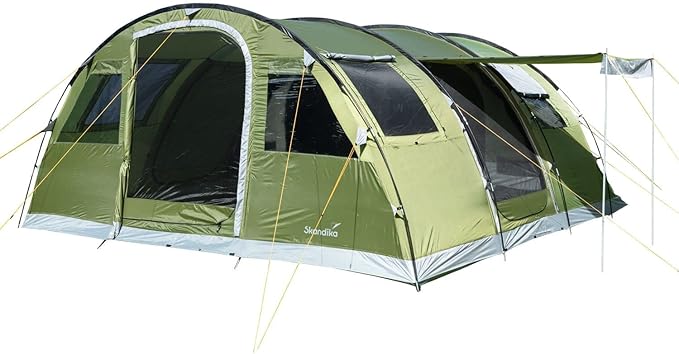 Familienzelt Campingzelt – 6-Personen Tunnelzelt 24 qm 2 Schlafkabinen Familien Zelt 5000 mm Wassers