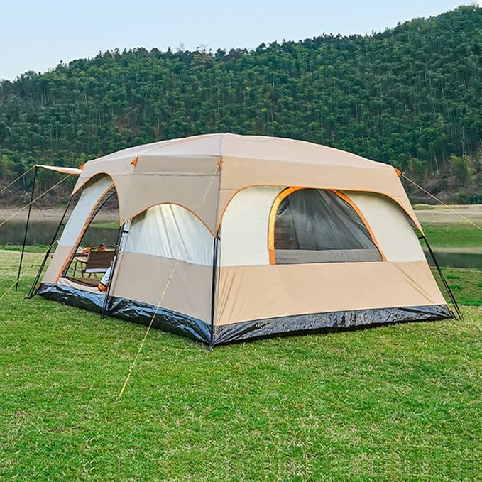 Campingzelt Heimzelt großes Zelte für Camping Glamping Wandern Partys Mehrfamilienzelt Netzfenster w – 2