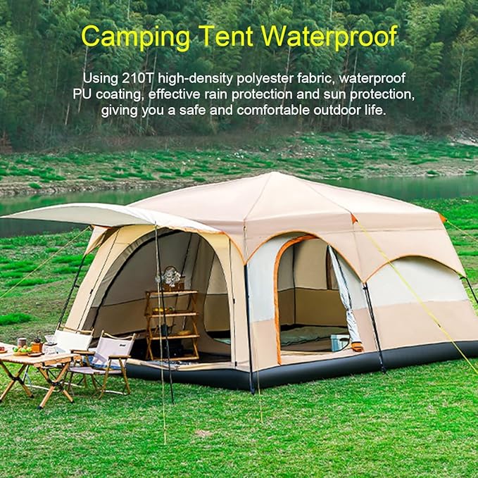 Campingzelt Heimzelt großes Zelte für Camping Glamping Wandern Partys Mehrfamilienzelt Netzfenster w