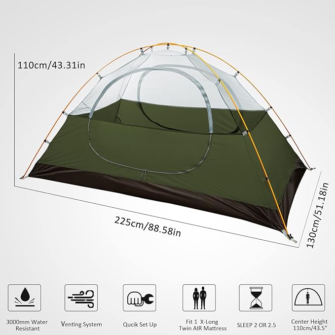 Zelt klein 2 Personen leichte Campingzelte 3-4 Jahreszeiten wasserdichtes & winddichtes Kuppelzelt f – 3
