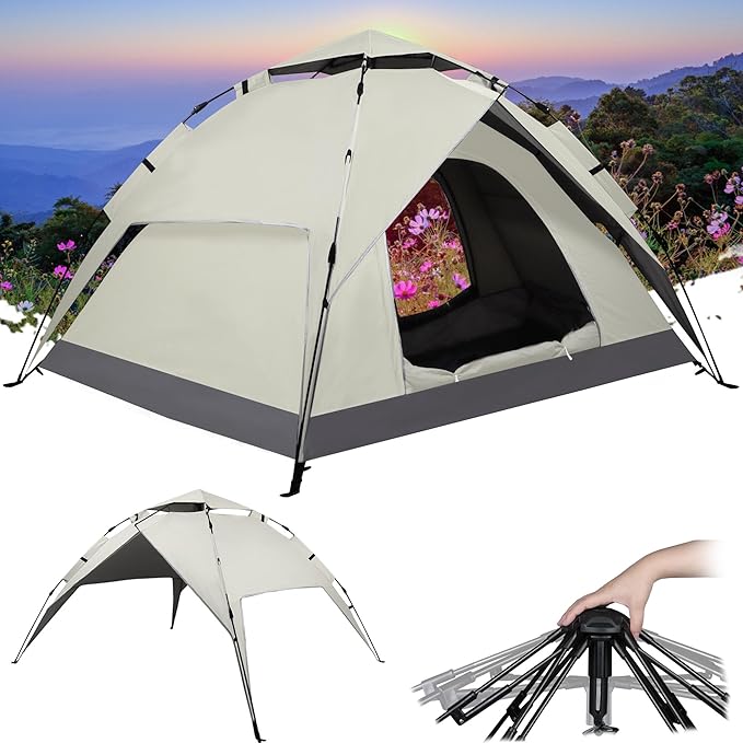 Campingzelt Pop-Up-Zelt 2-3 Personen Wasser- und Winddichtes Campingzelt abnehmbarer Außenzeltplane – 4