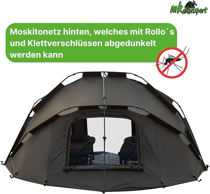 Urlaubszelt MK-Angelzelt Fort Knox 2-Mann Dome Zelt Karpfenangelzelt 292 x 302 x 146 cm – 4