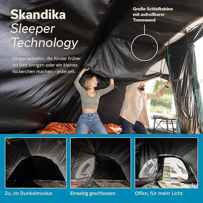 Tunnelzelt Camping | Campingzelt für 5 Personen Baldachin-Überdachung 5000 mm Wassersäule | Großes F – 3