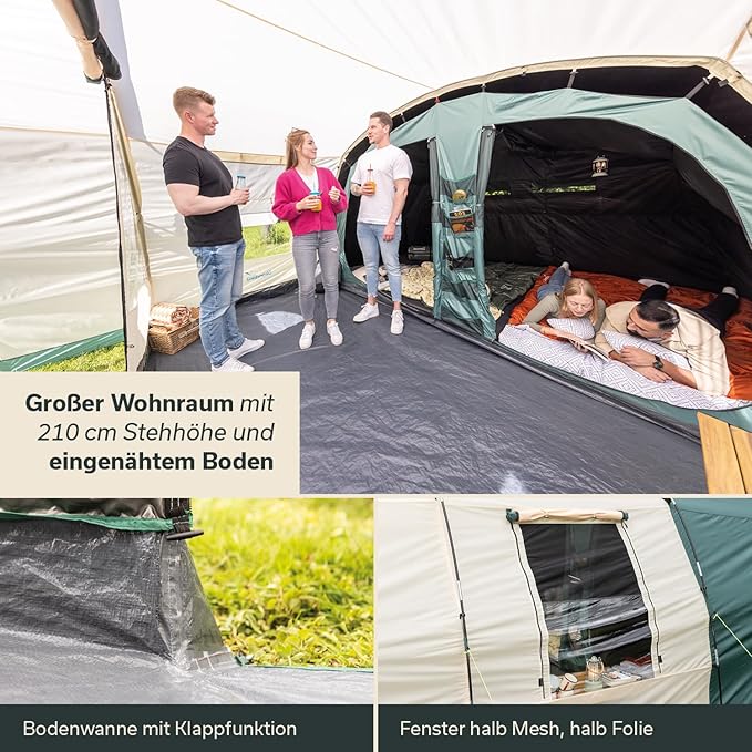 Tunnelzelt Camping | Campingzelt für 5 Personen Baldachin-Überdachung 5000 mm Wassersäule | Großes F – Thumbnail 7