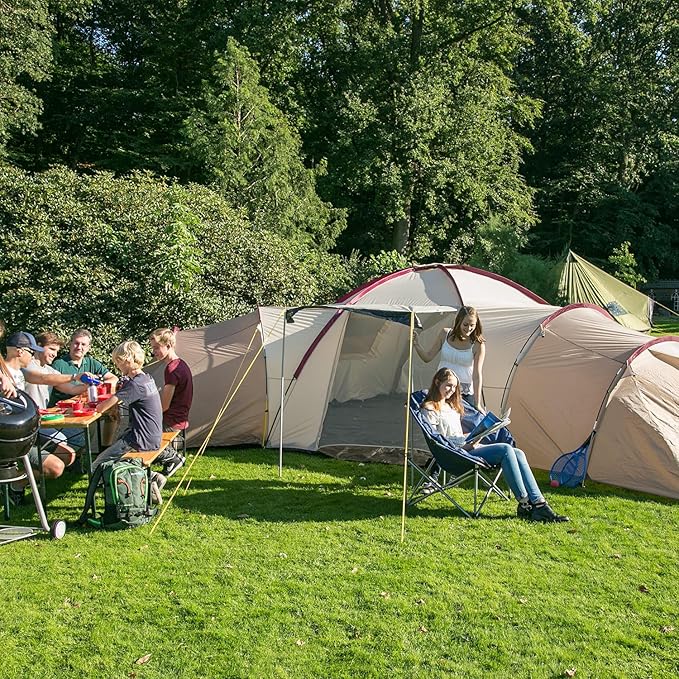 Kuppelzelt für 9-12 Personen | Campingzelt 3 Schlafkabinen 200 cm Stehhöhe 5000 mm Wassersäule Famil