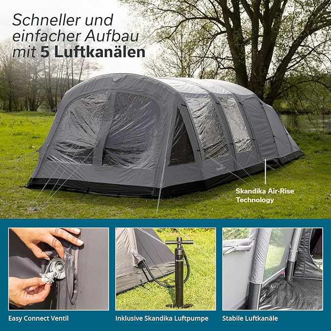 Aufblasbares Zelt Luftzelt für 6 Personen Sleeper Technologie 4000 mm Wassersäule 220 cm Stehhöhe Üb