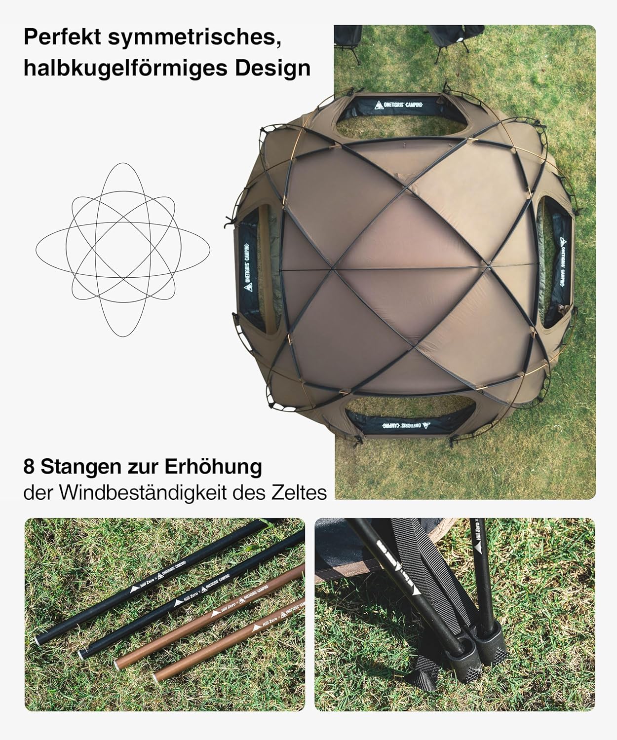 Kuppelzelt 4 Personen Campingzelt Familiencamping Familienzelt Winterzelt wasserdicht 3000 mm 4 Jahr – Thumbnail 6